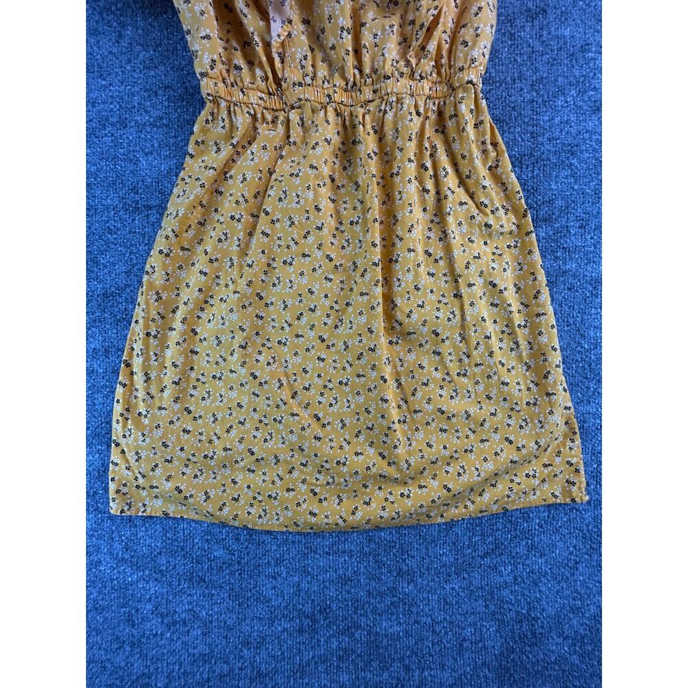 City Streets Women's Small Yellow Floral Ruffle Sleeve Dress Cotton Boho - Picture 6 of 8